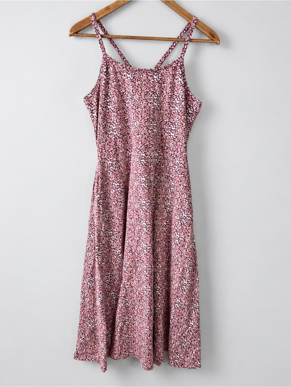Pact Women's Organic Cotton Fit & Flare Midi Dress Size XL Mauve Pink Stretch